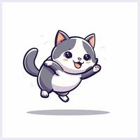 A cartoon cat jumping with its paws up vector