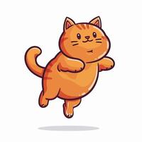 A cartoon orange cat running and jumping vector