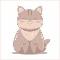 A cartoon cat sitting down with its eyes closed vector