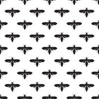 Seamless pattern of black silhouettes of bees. Insects pattern in black and white style. vector