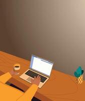 Flat Hands Typing On Keyboard Laptop vector