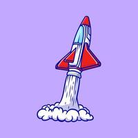 Rocket Spaceship Launch Cartoon Illustrations. Science Technology. Flat Cartoon Style. vector