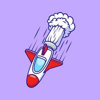 Rocket Spaceship Flying Fast Cartoon Illustrations. Science Technology. Flat Cartoon Style. vector