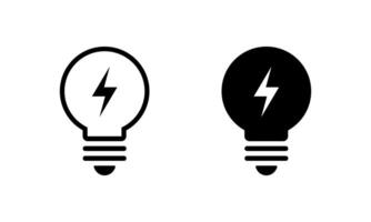 Light bulb with thunderbolt icon. Lamp with lightning sign symbol vector