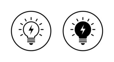 Light bulb with lightning icon on circle line. Lamp with thunderbolt sign symbol vector