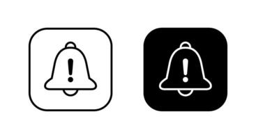 Warning notification bell icon on black square. Exclamation mark with bells concept vector