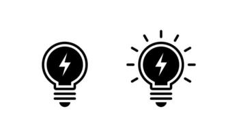 Lightning bulb icon generic style. Lamp with thunderbolt sign symbol vector
