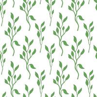 Green leaves simple greenery seamless pattern with silhouette nature branch for textile design, fabric, scrapbook paper, wallpaper. vector