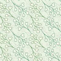 Green leaves simple greenery seamless pattern with line art nature branch vector