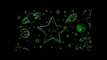 Neon frame effect, Star Frame with Outer Space on black background video