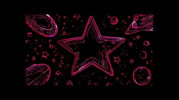 Neon frame effect, Star Frame with Outer Space on black background video
