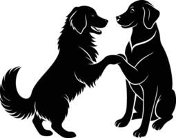Two dogs shaking hands with each other vector