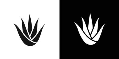 aloe vera icon Flat set outline vector