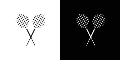 Badminton racquet icon Flat set outline vector