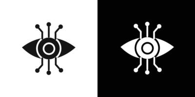Bionic eye icon Flat set outline vector