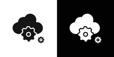 Cloud Data settings icon Flat set outline vector