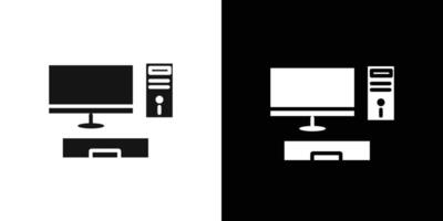 Computer icon Flat set outline vector