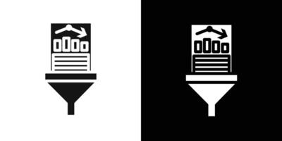 Data filtering icon Flat set outline vector