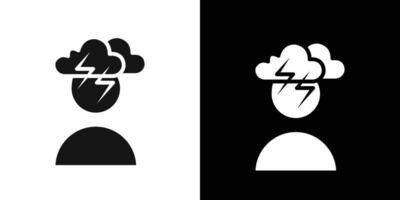 Depression icon Flat set outline vector