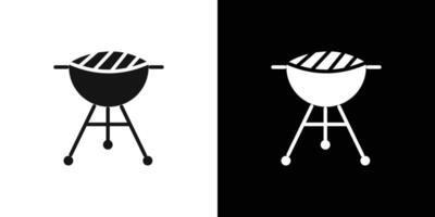 grill icon Flat set outline vector