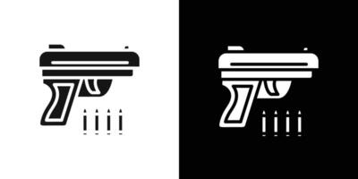 Gun with ammunition icon Flat set outline vector