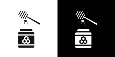 Honey jar with dipper icon Flat set outline vector