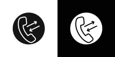 incoming outgoing calls icon Flat set outline vector