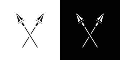 lance icon Flat set outline vector