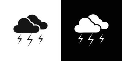 Lightning icon Flat set outline vector