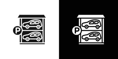 Multi Storey Parking icon Flat set outline vector