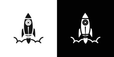 Rocket Spaceship Startup icon Flat set outline vector