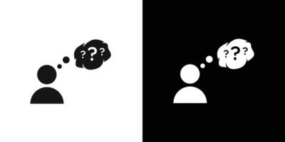 Thinking icon Flat set outline vector