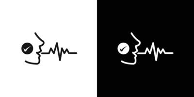 Voice recognition icon Flat set outline vector