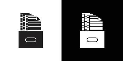 Archival box with documents icon Isolated flat in outline vector