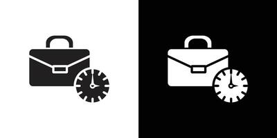 Briefcase with clock icon Isolated flat in outline vector