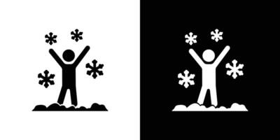 Child playing snow icon Isolated flat in outline vector