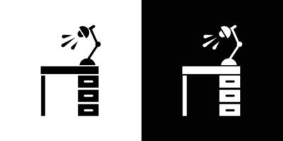 Desk with lamp icon Isolated flat in outline vector