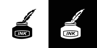 Ink and quill icon Isolated flat in outline vector