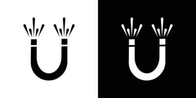 Magnet with power icon Isolated flat in outline vector