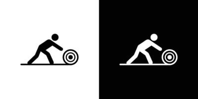 Man rolling carpet mat icon Isolated flat in outline vector