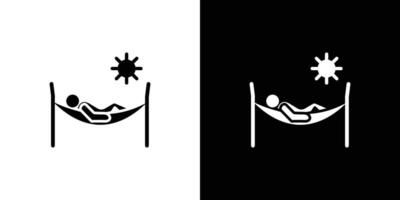 Person relaxing on hammock icon Isolated flat in outline vector