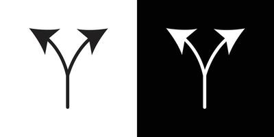 Separating arrow in two part icon Isolated flat in outline vector
