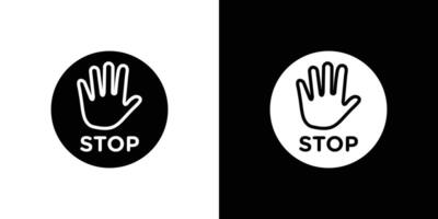 Stop sign with hand icon Isolated flat in outline vector