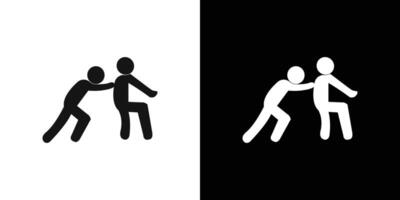 Man pushing another person icon Flat line illustration vector