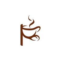 A combination of Alphabets with Coffee or Coffee Beans look like a letter p in brown color vector