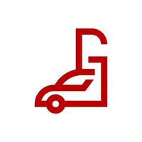 a red car icon with a red line on it vector