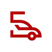 a red car icon with the number five on it vector