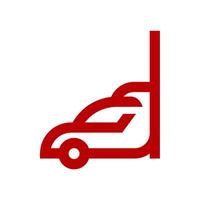 a red car with a pole sticking out of it vector
