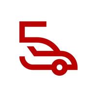 a red car icon with the number five on it vector
