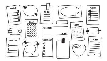 A set of doodle notes and other items vector